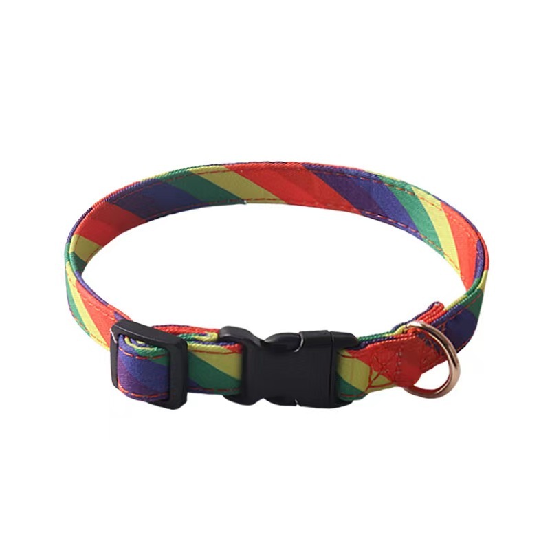Pet Dog Collar  New Medium Small Luxury Rainbow Birthday Buckle Adjustable Bow Tie Pet Dog Collar