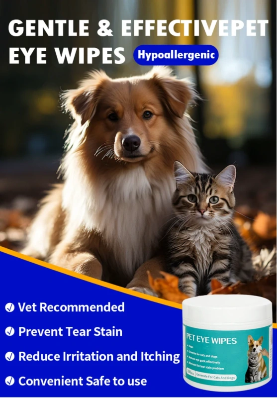 Pet Eye Wipes for Removing Tear Stains Cleaning Facial Tissues for Cats Eliminate Tear Marks Pet Eye wipes