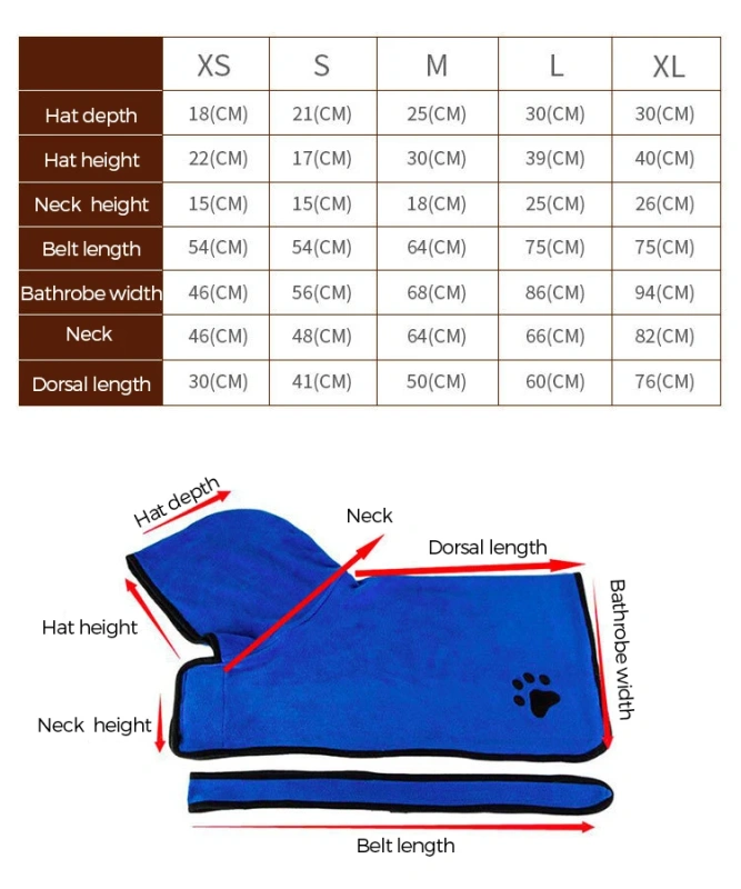 LovePaw Wholesale Embroidered Paw Dog Drying Coat Super Absorbent Quick Drying Microfiber Dog Towel with Hood Dog Bathrobe Towel