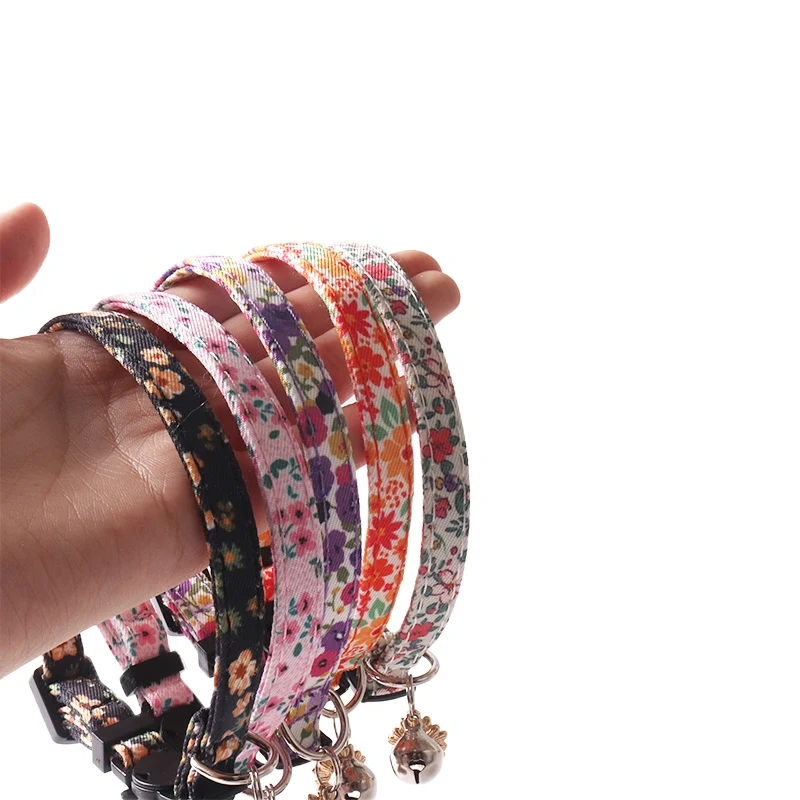Amigo New Pet products Floral series Cat Collar Floral Accessories Cat collar Kitten collar with bell