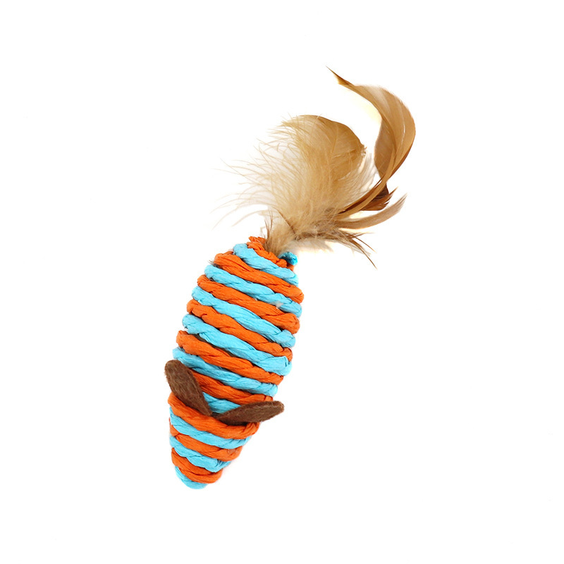 Wood Cat Toy Feather  7 pcs Set Interactive For Pets Fishing Rod Funny Mouse Paw Games Cute Linen Cats Stick Toys