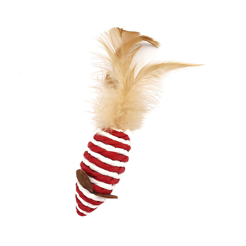 Wood Cat Toy Feather  7 pcs Set Interactive For Pets Fishing Rod Funny Mouse Paw Games Cute Linen Cats Stick Toys