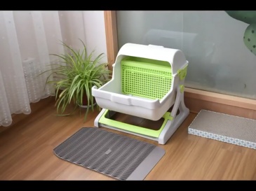 Wholesale Self Cleaning Flip Lid Cat Litter Box Large With Square Cleaning Box Semi-automatic Pet Cat Toilet