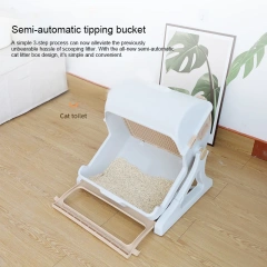 Wholesale Self Cleaning Flip Lid Cat Litter Box Large With Square Cleaning Box Semi-automatic Pet Cat Toilet