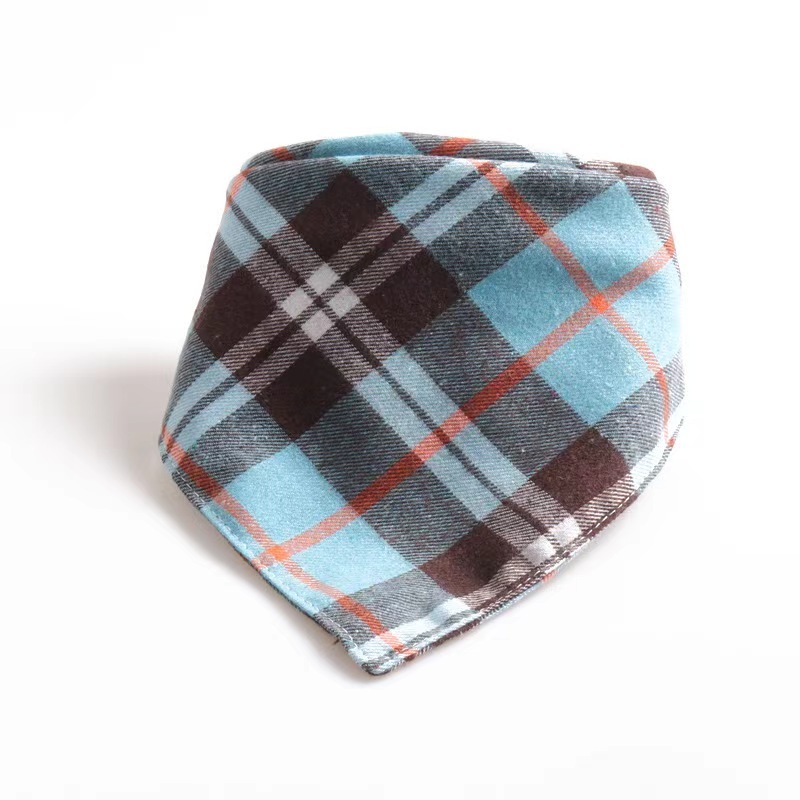 Pet collar plaid triangle towel double layer thickened cotton style