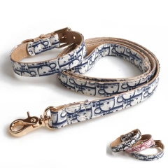 Custom Designer Dog Harness Set High Quality Metal Buckle Pet Collar Leash Harness