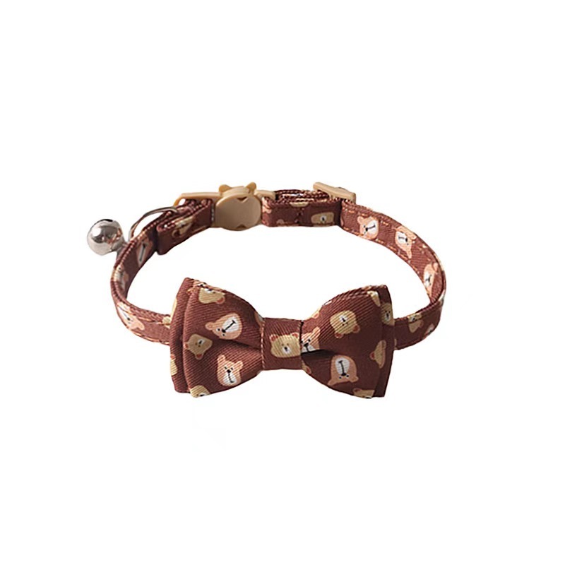 New Pet products Custom Printing animal series cat collar bowknot bandana with bell kitten collar