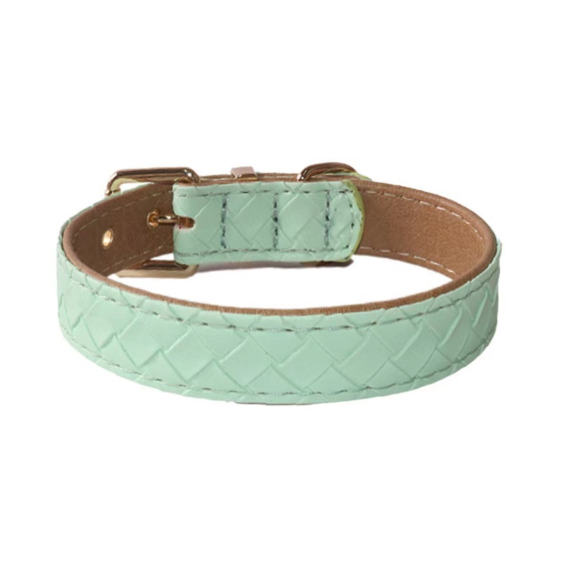 Weave PU soft dog collar and leash set solid stylish pet leads supplier pets products accessories hot