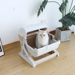 Wholesale Self Cleaning Flip Lid Cat Litter Box Large With Square Cleaning Box Semi-automatic Pet Cat Toilet