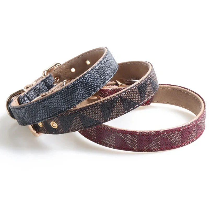 Factory Hot Selling Tear Proof Durable Luxury Custom Leather Dog Pet Collar and Leash
