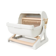 Wholesale Self Cleaning Flip Lid Cat Litter Box Large With Square Cleaning Box Semi-automatic Pet Cat Toilet