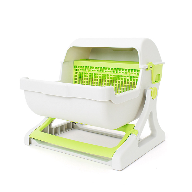 Wholesale Self Cleaning Flip Lid Cat Litter Box Large With Square Cleaning Box Semi-automatic Pet Cat Toilet