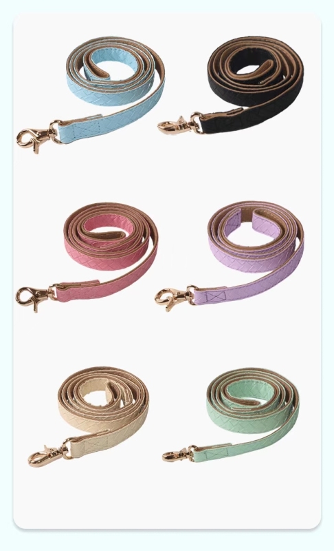 Weave PU soft dog collar and leash set solid stylish pet leads supplier pets products accessories hot
