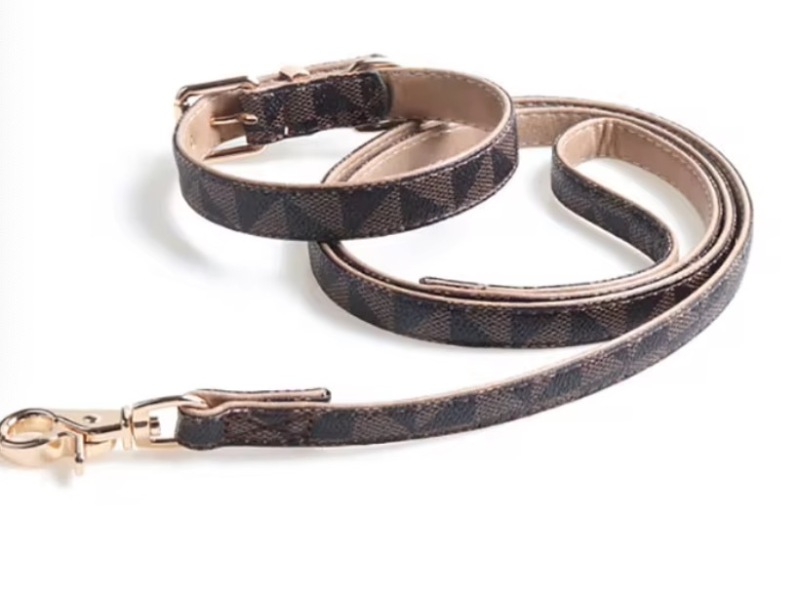 Hot Selling Tear Proof Durable Luxury Custom Leather Dog Pet Collar and Leash suit