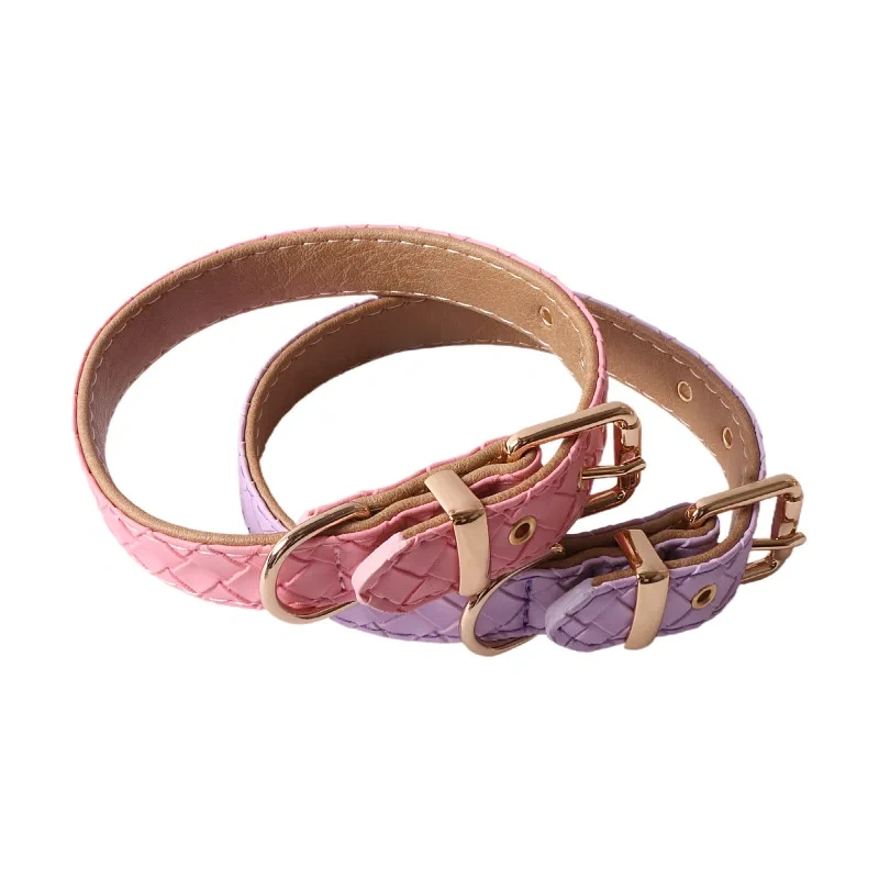 Weave PU soft dog collar and leash set solid stylish pet leads supplier pets products accessories hot