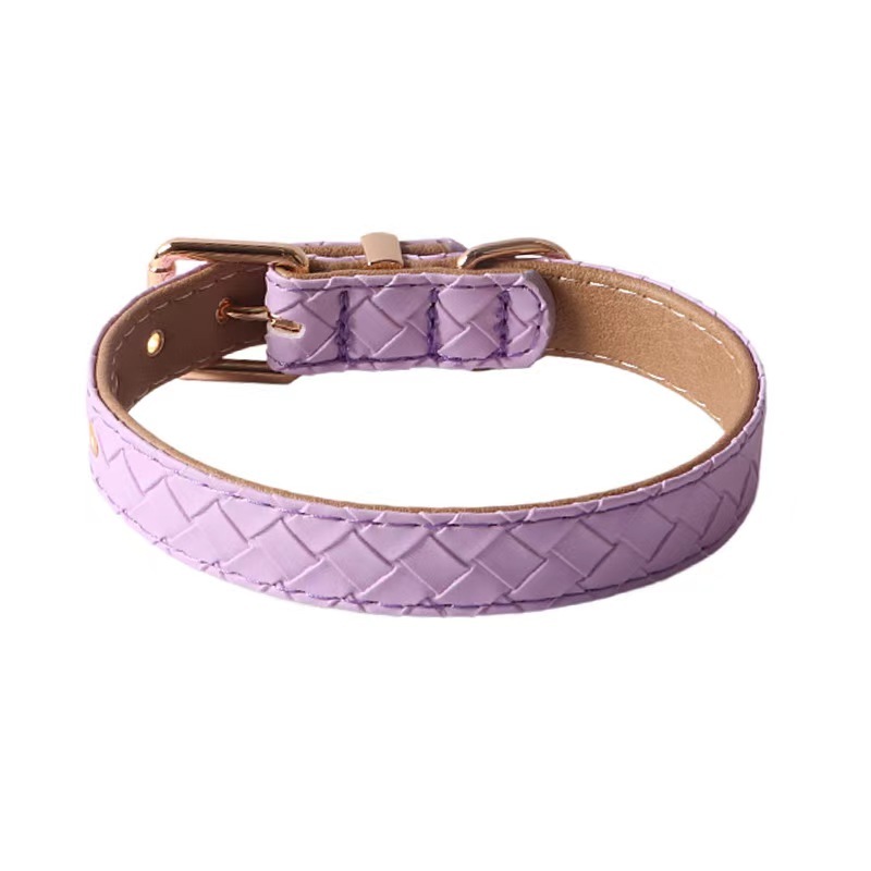 Weave PU soft dog collar and leash set solid stylish pet leads supplier pets products accessories hot