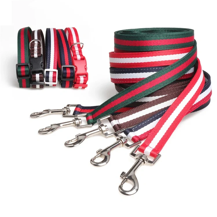 Adjustable Nylon Pet Collar with Matching Leash for Medium Large Dogs Basic Nylon Dog Collar