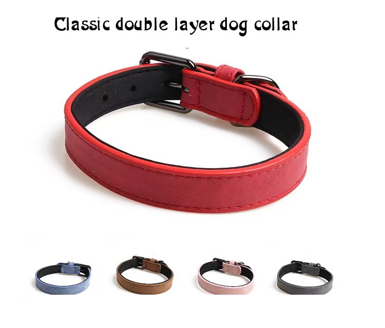 Pet collar double layer PU protects the neck
