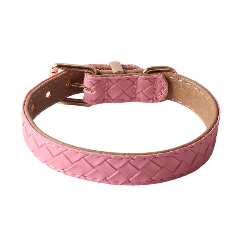 Weave PU soft dog collar and leash set solid stylish pet leads supplier pets products accessories hot