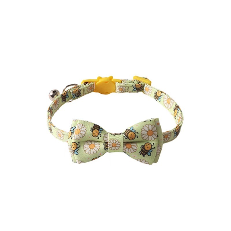 New Pet products Custom Printing animal series cat collar bowknot bandana with bell kitten collar
