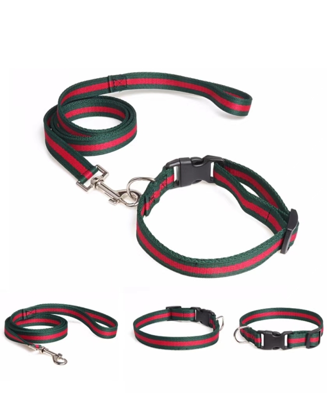 Adjustable Nylon Pet Collar with Matching Leash for Medium Large Dogs Basic Nylon Dog Collar