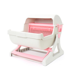 Wholesale Self Cleaning Flip Lid Cat Litter Box Large With Square Cleaning Box Semi-automatic Pet Cat Toilet