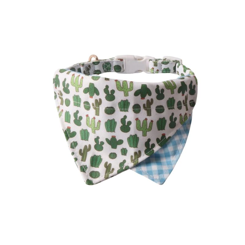New Pet products design  Two layers of double sided bandana dog collar color buckle