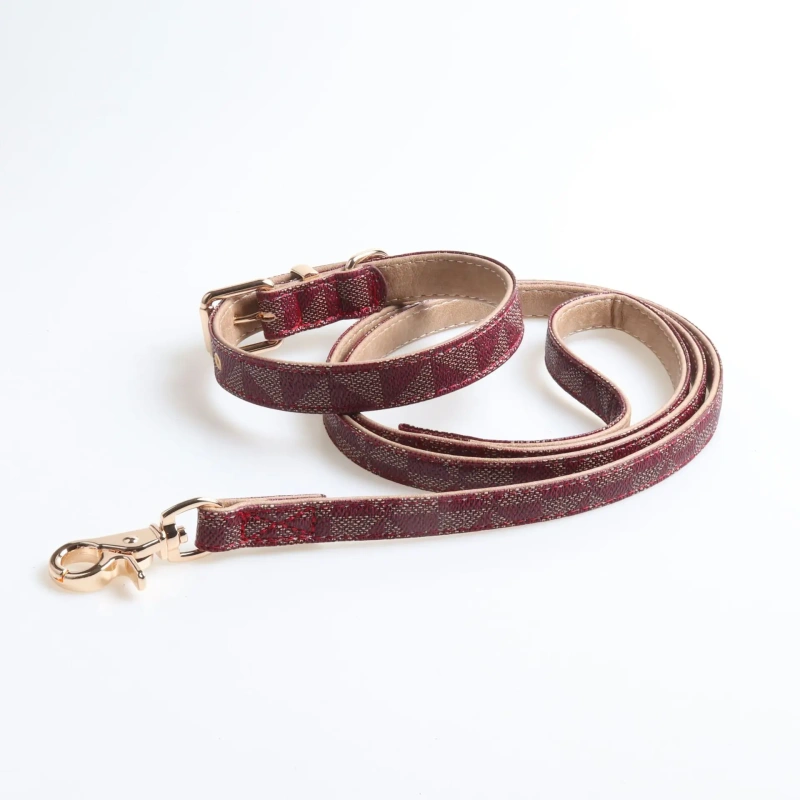 Factory Hot Selling Tear Proof Durable Luxury Custom Leather Dog Pet Collar and Leash