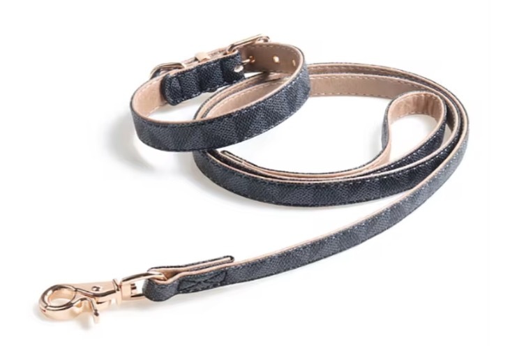 Hot Selling Tear Proof Durable Luxury Custom Leather Dog Pet Collar and Leash suit