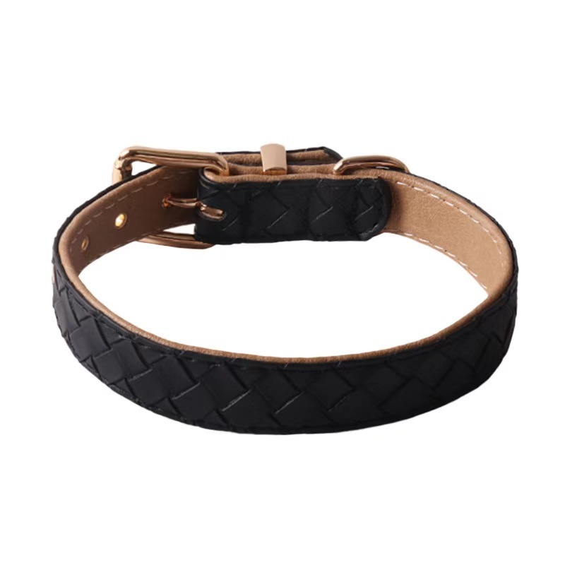 Weave PU soft dog collar and leash set solid stylish pet leads supplier pets products accessories hot