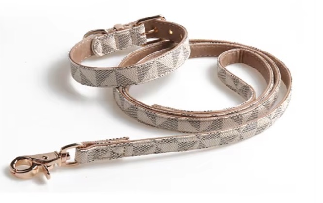 Hot Selling Tear Proof Durable Luxury Custom Leather Dog Pet Collar and Leash suit