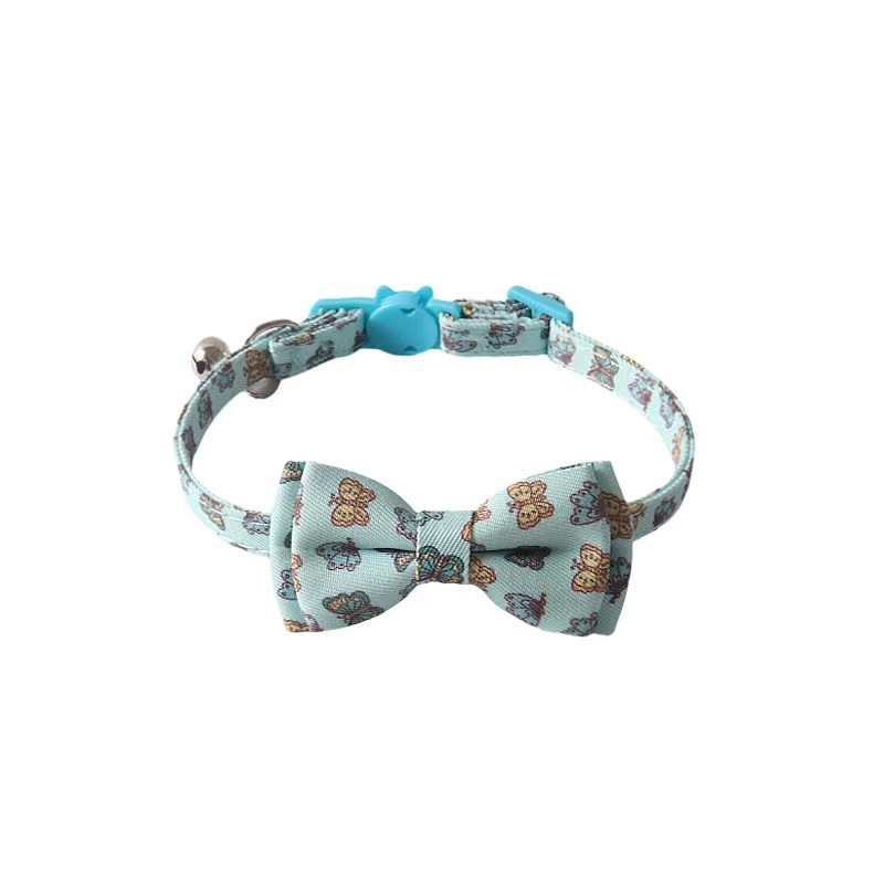 New Pet products Custom Printing animal series cat collar bowknot bandana with bell kitten collar