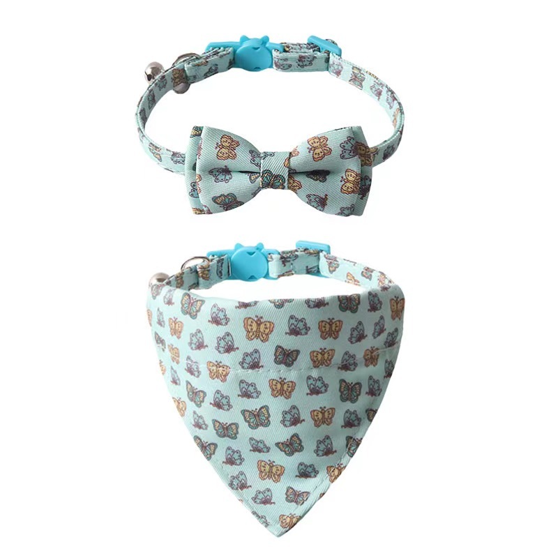 New Pet products Custom Printing animal series cat collar bowknot bandana with bell kitten collar