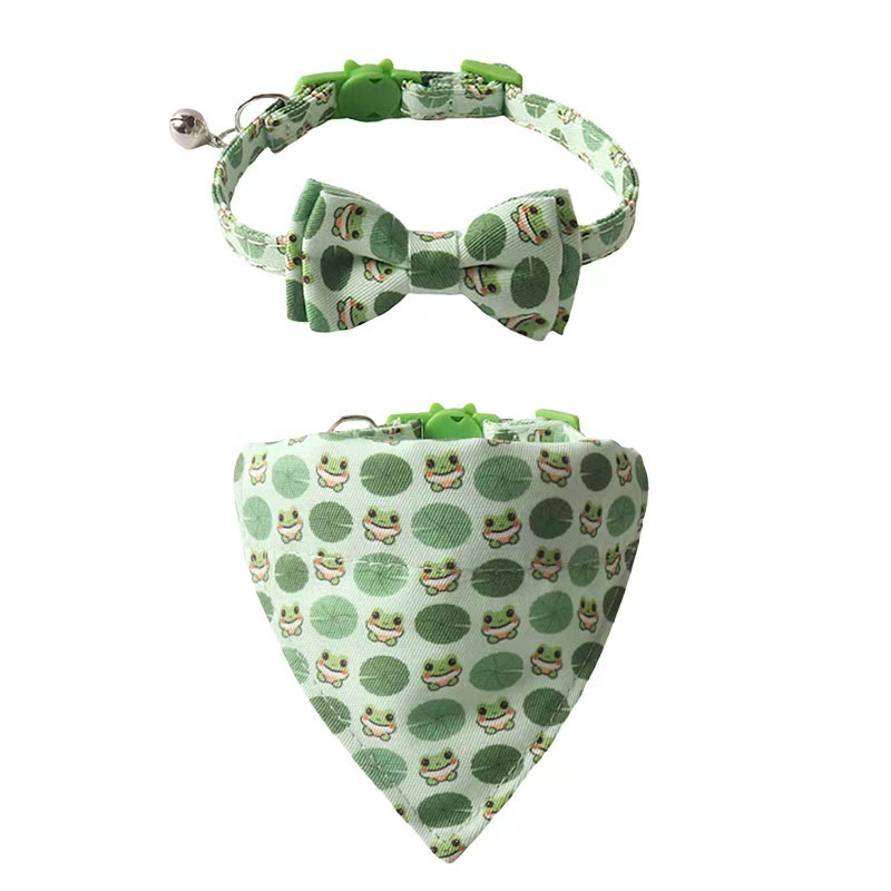 New Pet products Custom Printing animal series cat collar bowknot bandana with bell kitten collar