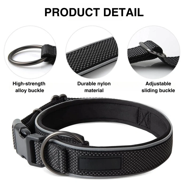 Adjustable Custom Dog Collar Nylon Dog Collar , Dog Collar Buckle Soft Neoprene Padded