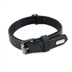 Leather Dog Collar Soft Padded Leather Collar with Adjustable Metal Buckle Leather Dog Collar