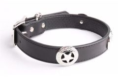 Genuine leather pet dog collar can be used with large dog leash
