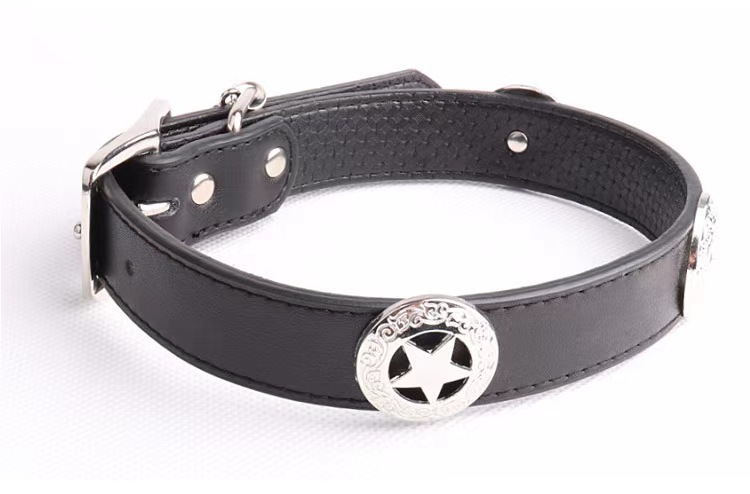 Genuine leather pet dog collar can be used with large dog leash