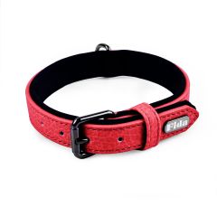 Leather Dog Collar Soft Padded Leather Collar with Adjustable Metal Buckle Leather Dog Collar
