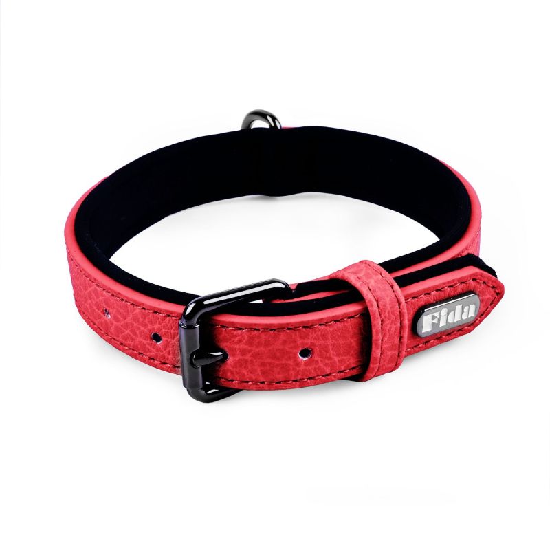 Leather Dog Collar Soft Padded Leather Collar with Adjustable Metal Buckle Leather Dog Collar