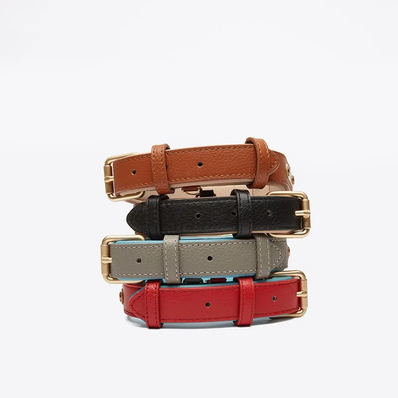 high quality breathable Soft Padded Pet Collars designer adjustable leather waterproof luxury dog cat collar