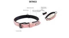 Leather Dog Collar Soft Padded Leather Collar with Adjustable Metal Buckle Leather Dog Collar