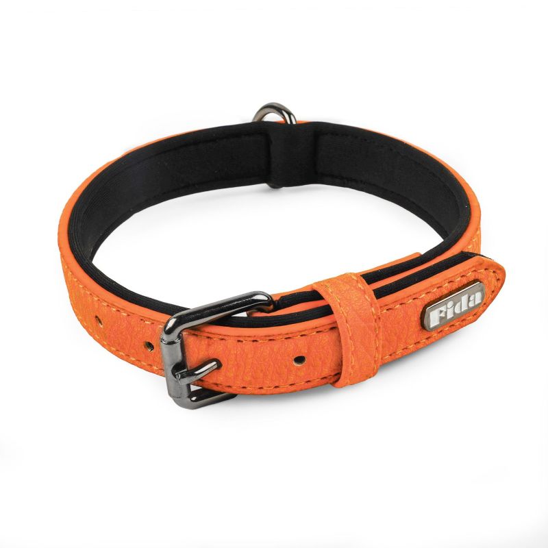 Leather Dog Collar Soft Padded Leather Collar with Adjustable Metal Buckle Leather Dog Collar