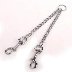 Pet metal leash dog iron chain one to two double-ended leash