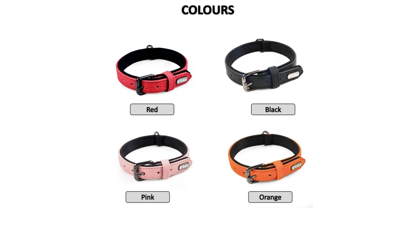 Leather Dog Collar Soft Padded Leather Collar with Adjustable Metal Buckle Leather Dog Collar