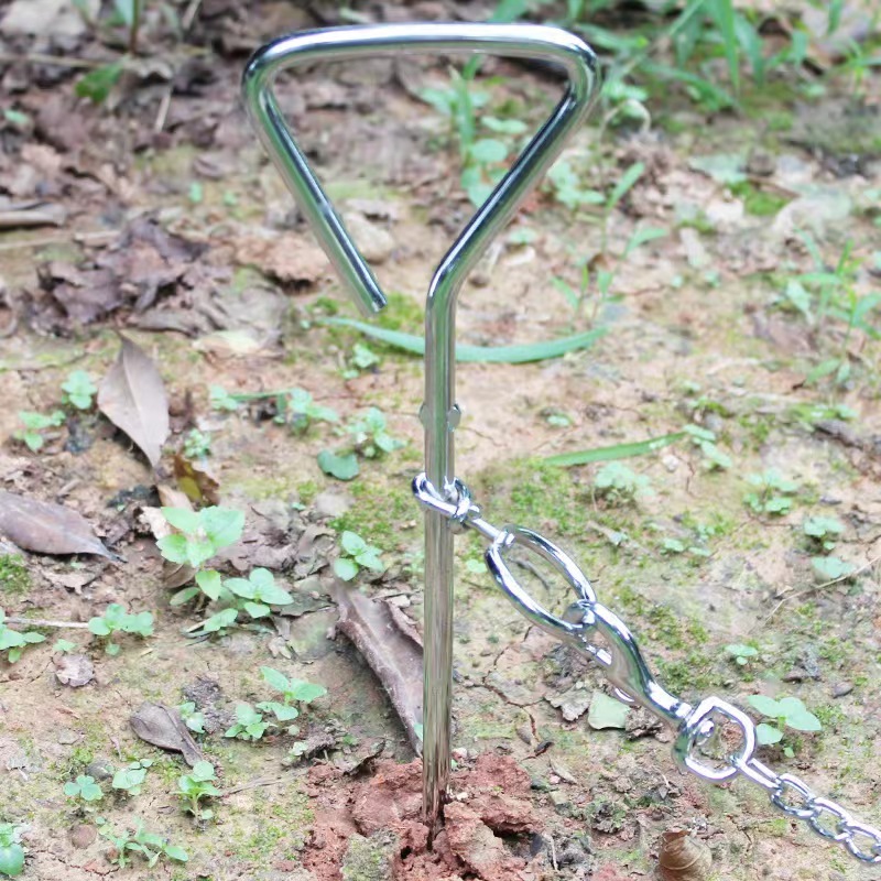 Outdoor iron galvanized chrome plated dog stake ground stake holder fixed stake pet leash