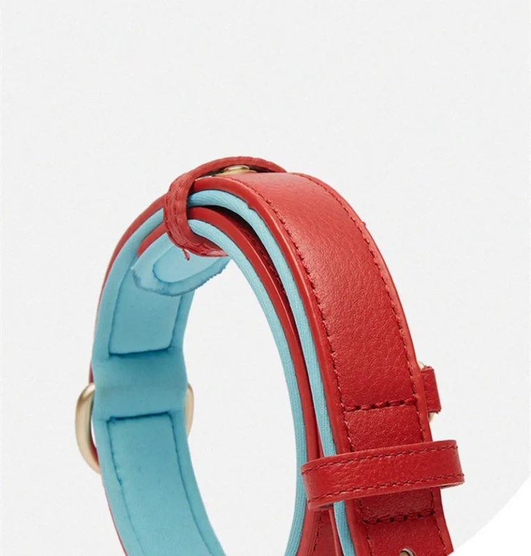 high quality breathable Soft Padded Pet Collars designer adjustable leather waterproof luxury dog cat collar