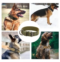 Waterproof Training Large Dog Collar Set Custom Logo Adjustable Nylon Webbing Tactical Big Dog Collar Leash Set