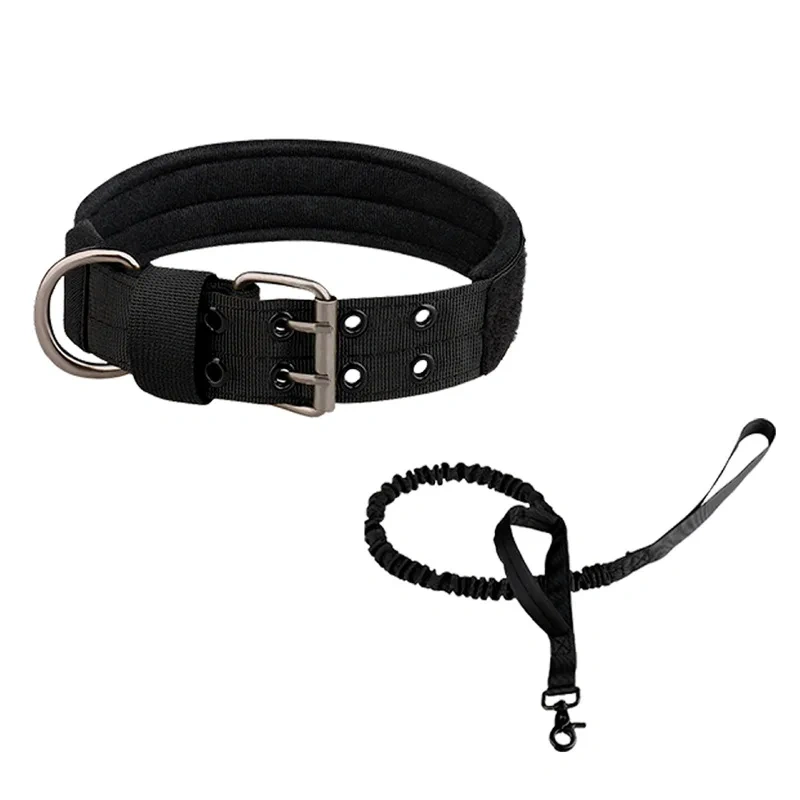 Waterproof Training Large Dog Collar Set Custom Logo Adjustable Nylon Webbing Tactical Big Dog Collar Leash Set