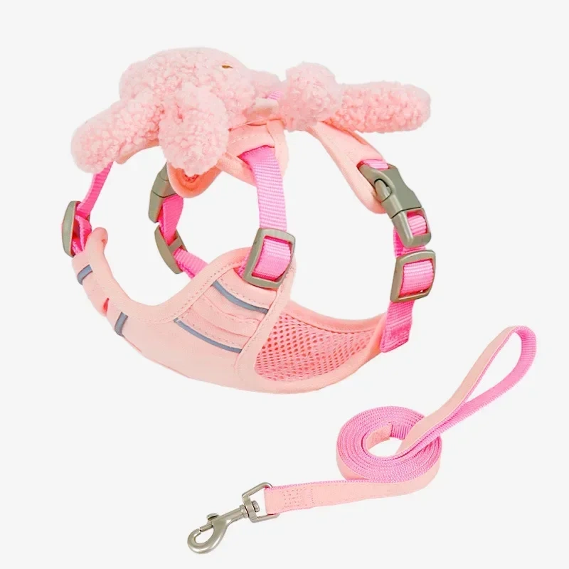 Cute Anti-breakaway Leash for Small To Medium Dogs Toy Design Chest Harness Cute Adjustable for Cats Bunny-shaped Pet Collar